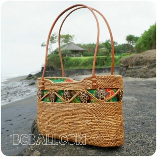 straw rattan shopping beach handmade handbags balinese design 